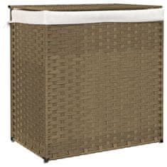 Vidaxl Košara za perilo z 2 predelkoma 53x35x57 cm poli ratan