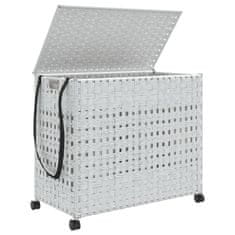 Vidaxl Košara za perilo s kolesi bela 66x35x60 cm ratan