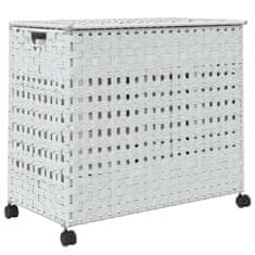 Vidaxl Košara za perilo s kolesi bela 66x35x60 cm ratan