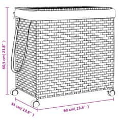 Vidaxl Košara za perilo s kolesi temno rjava 60x35x60,5 cm ratan