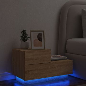 Vidaxl vidaXL Nočna omarica z LED lučjo sonoma hrast 70x36x40,5 cm