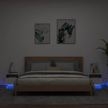 Vidaxl vidaXL Nočne omarice z LED lučkami, komplet 2 kosov, bele, 40x39x37 cm