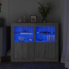 Vidaxl Stranska omarice z LED lučkami 2kosa siva sonoma inženirski les