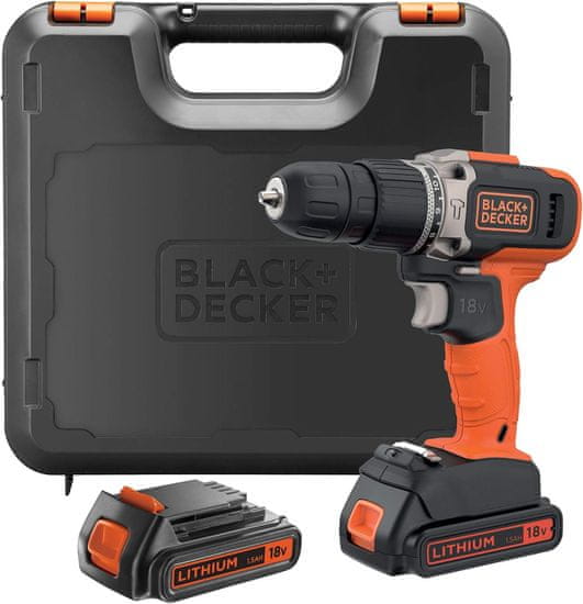 Black+Decker AKU VRTALNIK UDARNI 18V 2x1,5Ah KOVČEK BCD003C2K