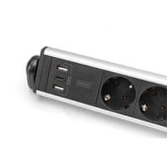 Digitus Podaljševalni kabel 230V 1,5m 6 vtičnic+spojka+2xUSB-A+1xUSB-C