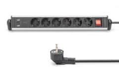 Digitus Podaljševalni kabel 230V 1,5m 6 vtičnic+spojka+2xUSB-A+1xUSB-C