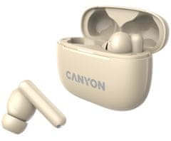 Canyon OnGo 10 ANC, TWS-10 ANC+ENC slušalke z mikrofonom, BT V5.3 BT8922F, 500mAh+40mAh etui, hitro polnjenje, bež