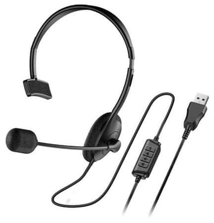 Genius HS-100U Slušalke, naglavne, za eno uho, žične, z mikrofonom, z nadzorom glasnosti, USB, črne
