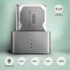 AXAGON ADSA-DC, USB-C 5Gb/s - 2x SATA 6G 2,5"/3,5" SSD/HDD CLONE DUAL priklopna postaja