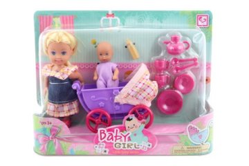 Lutka z otroškim vozičkom