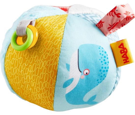 HABA Tekstilna žoga z aktivnostmi Morski svet 12cm