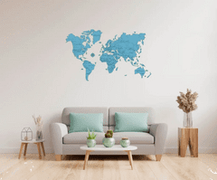 Wooden city Leseni zemljevid sveta velikosti XL (120x80cm), modri