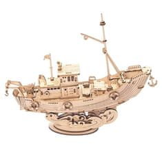 3D ribiški čoln Puzzle/104 kosov, lesene