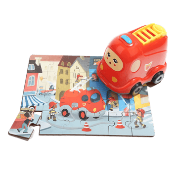 TOP BRIGHT Lesena sestavljanka z igračo: 24 kosov: gasilsko vozilo