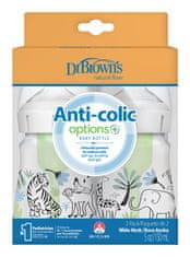 DR.BROWN'S Anti-colic steklenička za dojenčke s širokim vratom Jungle 150ml, 2 kosa (WB52014)