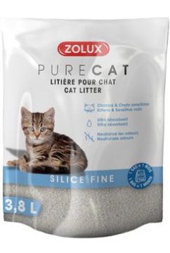 Zolux Posteljnina PURECAT fini silicijev dioksid 3,8l