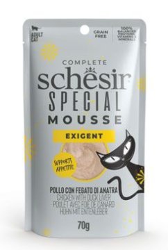 Schesir Cat pocket Special Mousse Exigent piščanec/jetra70g
