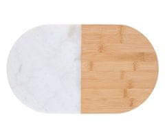 rezalna deska, ovalna, 37 x 22 cm, bambus, marmor