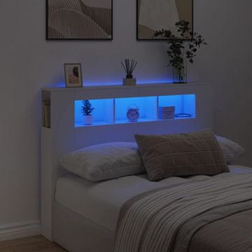 Vidaxl vidaXL Vzglavje postelje z LED lučjo belo 140x18,5x103,5 cm