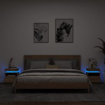 Vidaxl vidaXL Nočne omarice z LED-lučjo, komplet 2 kosov, hrast sonoma, 40x39x48,5 cm