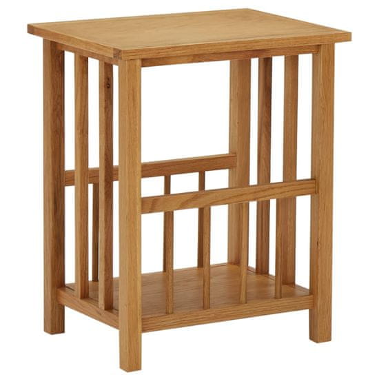 Vidaxl Mizica za revije 45x35x55 cm trdna hrastovina