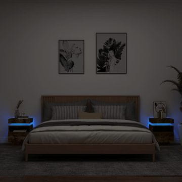 Vidaxl vidaXL Nočne omarice z LED-lučjo, komplet 2 kosov, dimljen hrast, 40x39x48,5 cm