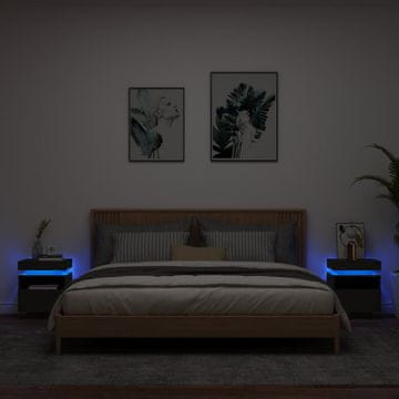 Vidaxl vidaXL Nočne omarice z LED lučkami, komplet 2 kosov, črne, 40x39x48,5 cm