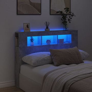 Vidaxl vidaXL Vzglavje postelje z LED lučjo betonsko sivo 140x18,5x103,5 cm
