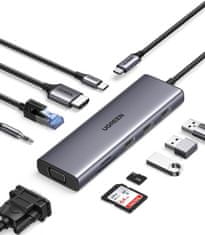 Ugreen adapter, 10 v 1, USB-C, 4K HDMI & VGA, 100 W PD (15601)