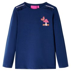 Greatstore Otroška majica z dolgimi rokavi motiv gobe mornarsko modra 92