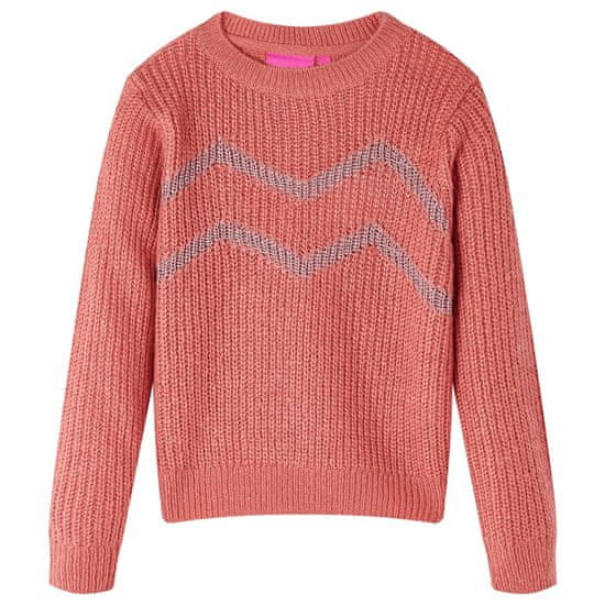 Greatstore Otroški pulover pleten srednje roza 128