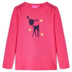 shumee Otroška majica z dolgimi rokavi potisk jelenčka živo roza 92