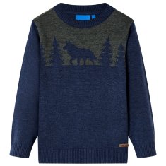 Greatstore Otroški pulover pleten mornarsko moder 92