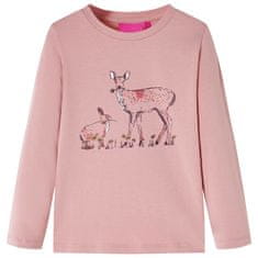 Greatstore Otroška majica z dolgimi rokavi potisk jelena in zajca roza 92