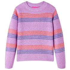 Greatstore Otroški pulover črtast pleten lila in roza 92