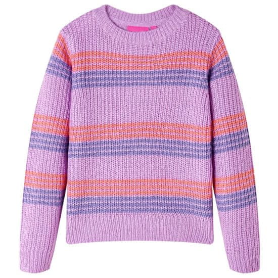 Greatstore Otroški pulover črtast pleten lila in roza 116