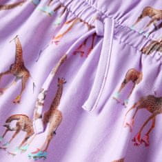 Vidaxl Otroška obleka z naborki na rokavih in vrvico potisk žirafe lila 92