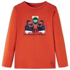 shumee Otroška majica z dolgimi rokavi potisk dirkalnikov oranžna 92