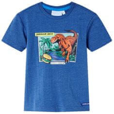 shumee Otroška majica potisk dinozavrov temno modra melanž 92