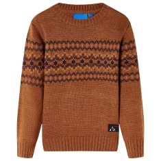 shumee Otroški pulover pleten konjak 128
