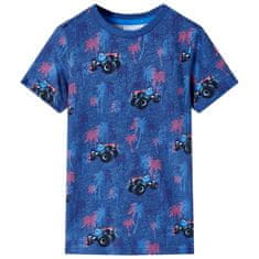 Greatstore Otroška majica s kratkimi rokavi temno modra melange 104