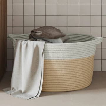 Vidaxl vidaXL Košara za shranjevanje bež in bela Ø40x25 cm bombažna