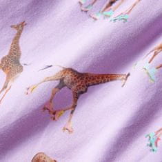 Vidaxl Otroška obleka z naborki na rokavih in vrvico potisk žirafe lila 116