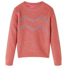 Greatstore Otroški pulover pleten srednje roza 116