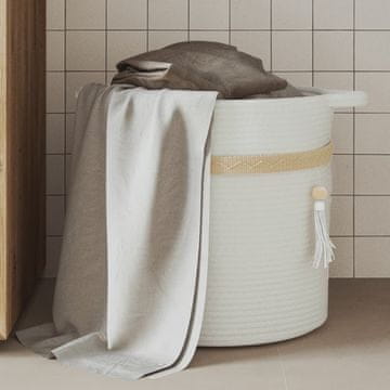 Vidaxl vidaXL Košara za shranjevanje bela Ø38x36 cm bombažna