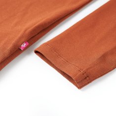 Vidaxl Otroška majica z dolgimi rokavi konjak 104
