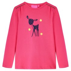 Greatstore Otroška majica z dolgimi rokavi živo roza 140