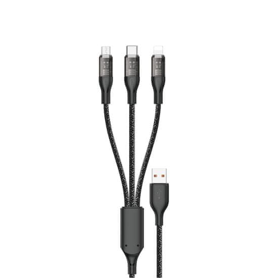 DUDAO L22X 3in1 kabel USB - USB-C / microUSB / Lightning 120W, siva