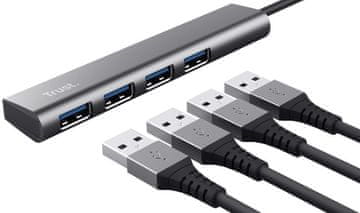 Trust Halyx USB-C razdelilnik, 4xUSB-A