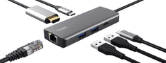 Trust Dalyx USB-C multiport adapter, aluminij, 6v1